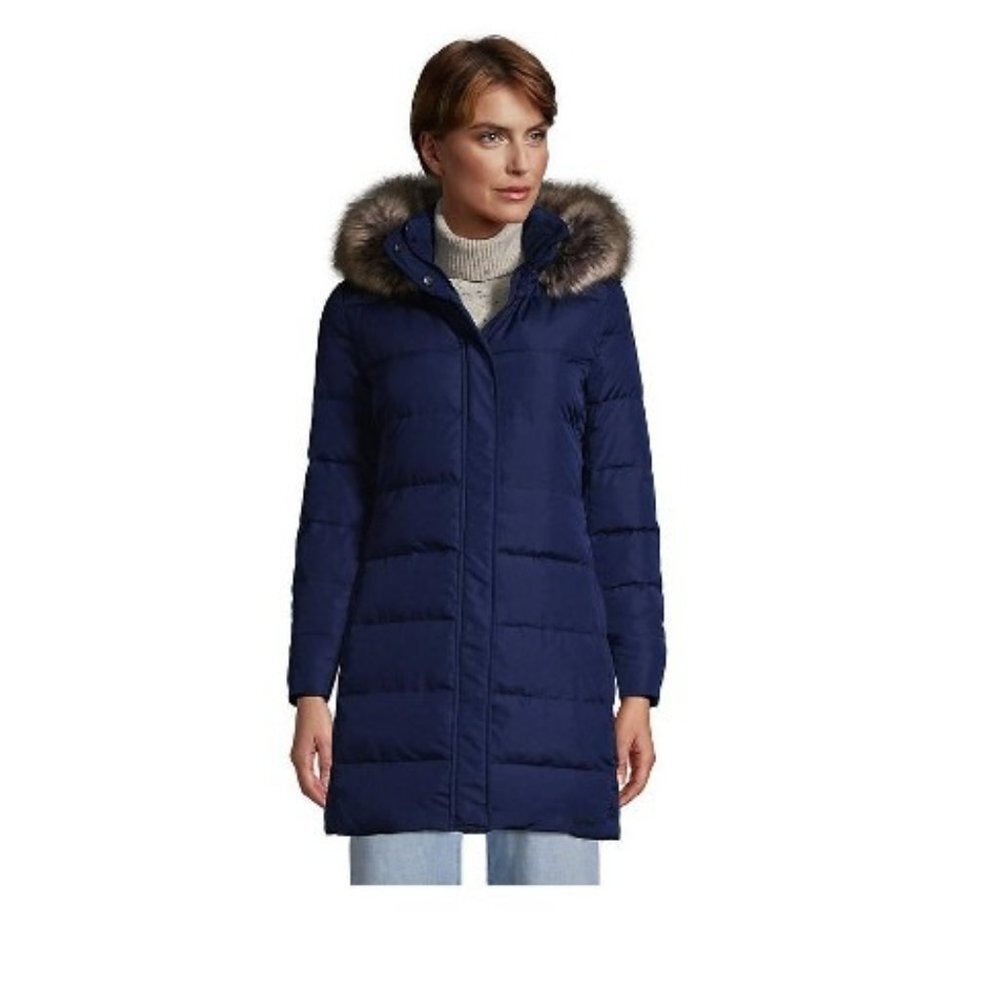 NWOT Lands' End Women's Down Winter Coat Navy blue Size 3X petite 24w-26w